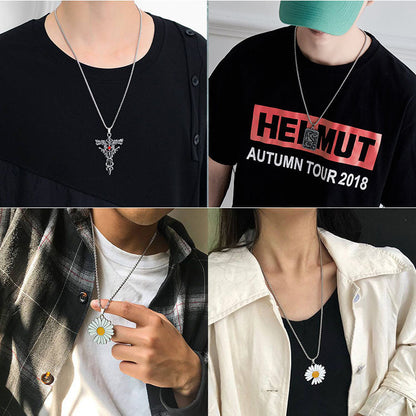 vakkv Fashion Brand Titanium Just Hip Hop Style Necklace Men and Women Ins Cold Talk Wind All-Match Sweater Chain Punk Pendant Long Accessories