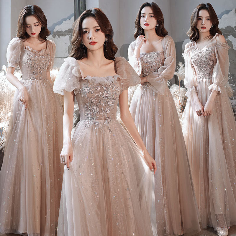 VAKKV  Girlfriends Bridesmaid Dress  New Spring Fairy Graceful Puff Sleeve Bridesmaid Dress the Wedding Party Evening Dress