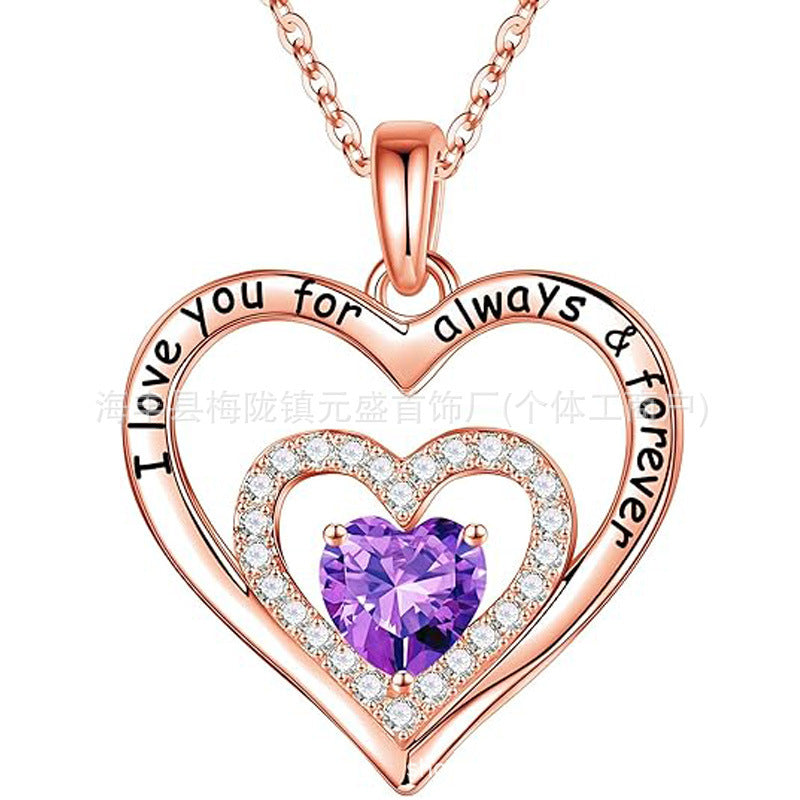 HOT and NEW Cross Border S925 Pure Heart of Eternity Pendant Heart Necklace for Women Birthday Anniversary Valentine's Day Gift