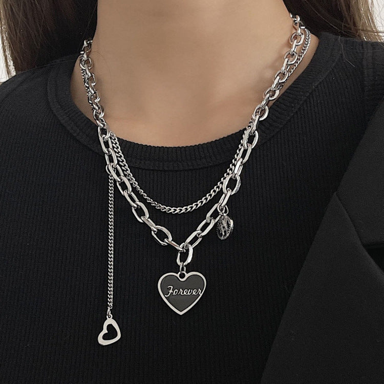 Titanium Steel Zircon Necklace for Women All-Match High-Grade Non-Fading Summer Niche Design Clavicle Chain Sweater Chain Accessories