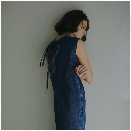 Dried Crane Spring and Summer New Japanese Style American Street Washed Do the Old Cowboy Dress Loose Soft Slimming Dress