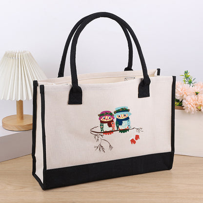 Cross-Border Hot Selling Canvas Shoulder Bag Large Capacity Printed Tote Women's Stylish and Lightweight Portable Gift Shopping Bag