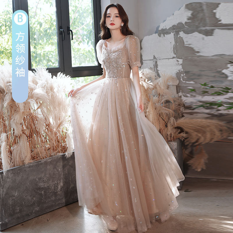 VAKKV  Girlfriends Bridesmaid Dress  New Spring Fairy Graceful Puff Sleeve Bridesmaid Dress the Wedding Party Evening Dress