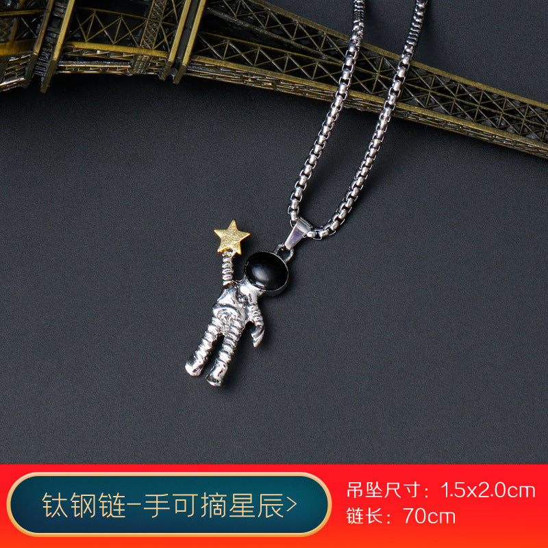 vakkv Fashion Brand Titanium Just Hip Hop Style Necklace Men and Women Ins Cold Talk Wind All-Match Sweater Chain Punk Pendant Long Accessories