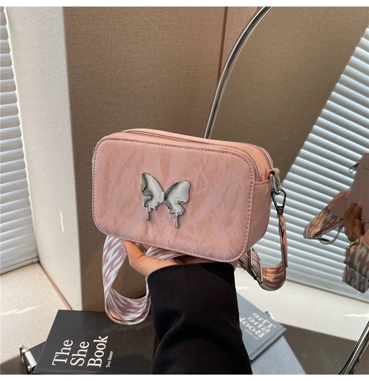 Cross-Border  New Summer Popular All-Matching Bow Small Square Bag Popular Wide Shoulder Strap Shoulder Cross Body Camera Bag