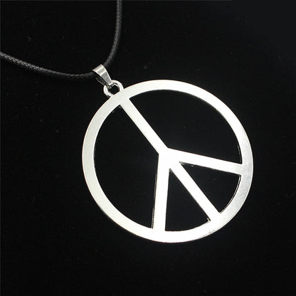 vakkv Alloy Large Peace Necklace Sweater Chain Wholesale Electroplating Alloy Anti-war Peace Pendant Necklace Three Colors Optional