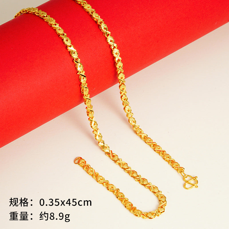 vakkv  Alluvial Gold Necklace Ornament Women's No Color Fading High-Grade Niche Clavicle Chain Yiwu Copper Accessories Imitation Gold Chain