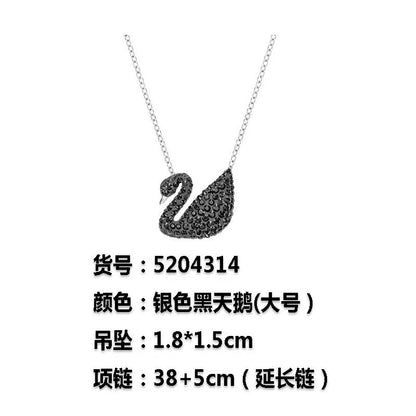 VAKKV Shijia 1:1 High Version Gradient Blue Black Swan Necklace Female Polo Crystal Swan Clavicle Chain Factory Delivery