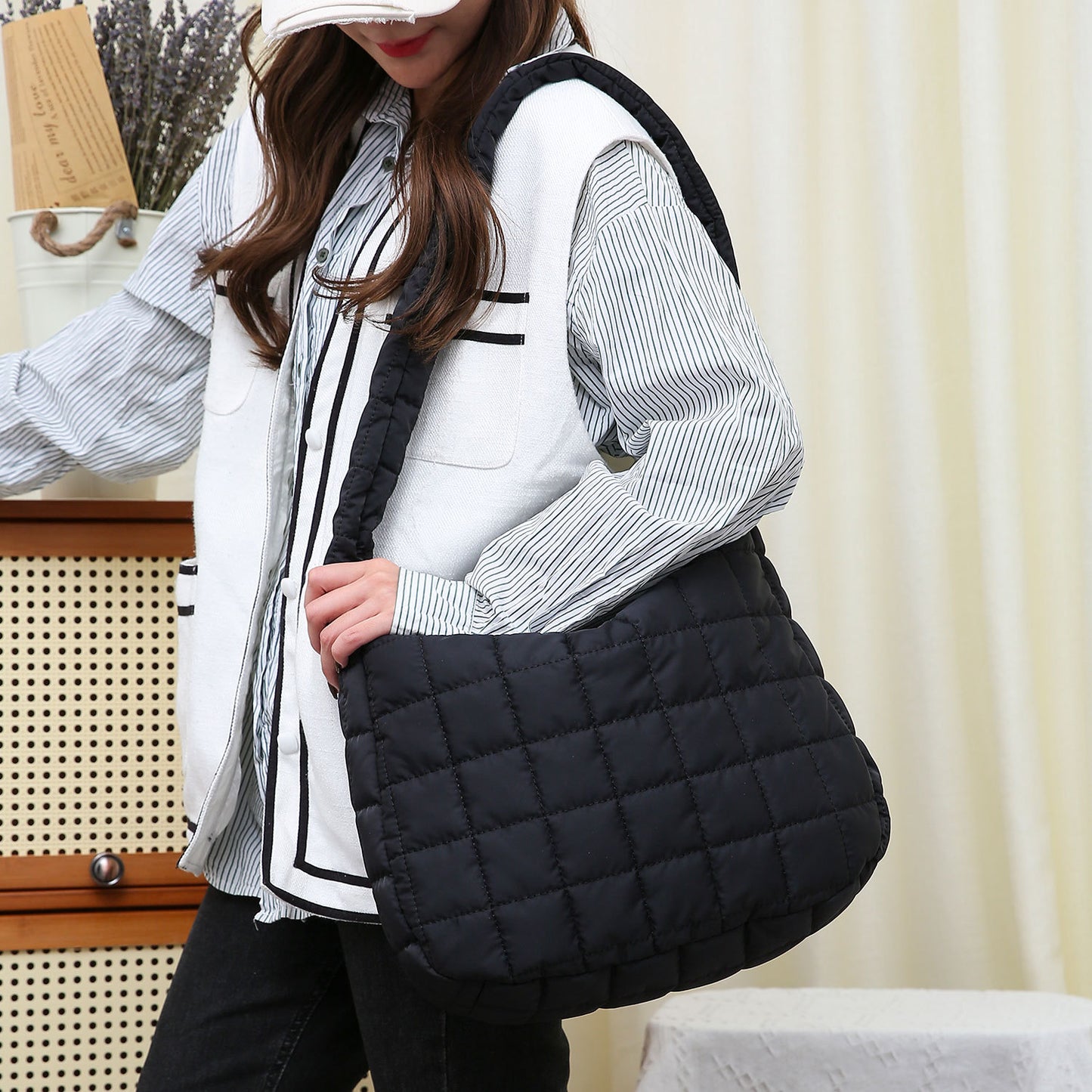 Korean Style Cloud Bag Rhombic Quilted Tote Bag Women's Bag  Autumn and Winter New Versatile Large Capacity Shoulder Messenger Bag