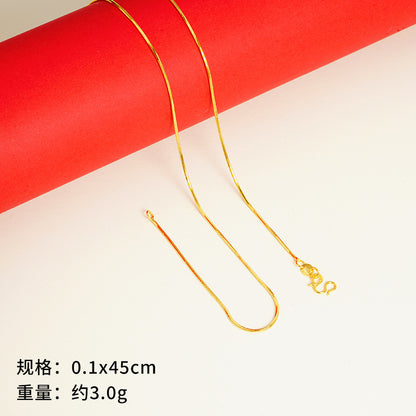 vakkv  Alluvial Gold Necklace Ornament Women's No Color Fading High-Grade Niche Clavicle Chain Yiwu Copper Accessories Imitation Gold Chain