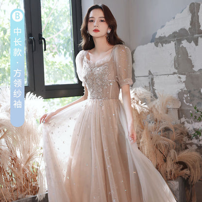 VAKKV  Girlfriends Bridesmaid Dress  New Spring Fairy Graceful Puff Sleeve Bridesmaid Dress the Wedding Party Evening Dress