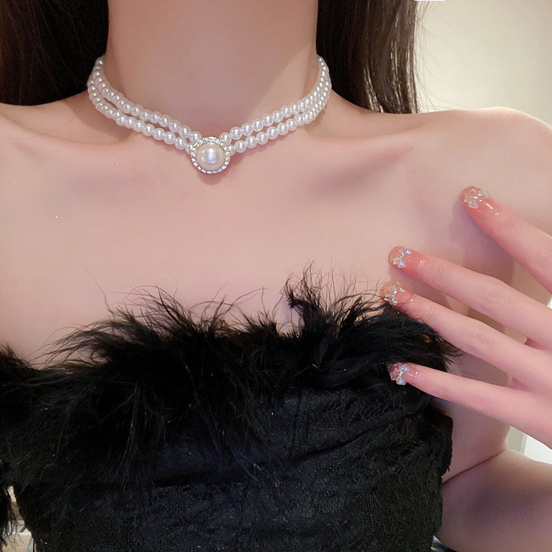 vakkv  Super Fairy Long Pearl Necklace Trendy Temperament Palace Style Special-Interest Design Clavicle Chain Exquisite Gentle Sweater Chain