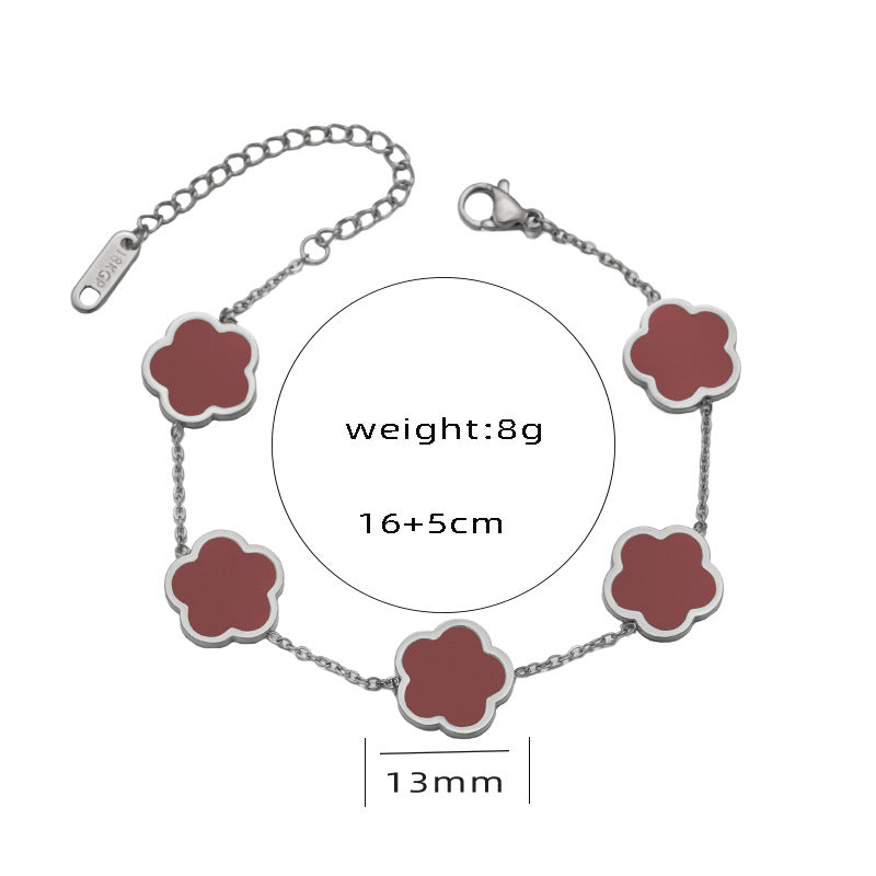 Parthenocissus Grass Flower Titanium Steel Necklace Female Niche Plum Pendant Clavicle Chain HOTan and NEWn Fashion Pork Belly Suit