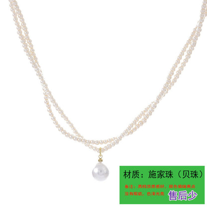 vakkv  Cash Commodity and Quick Delivery  New Double Layer Twin Pearl Necklace Female Summer Affordable Luxury Style Baroque Clavicle Chain High Sense