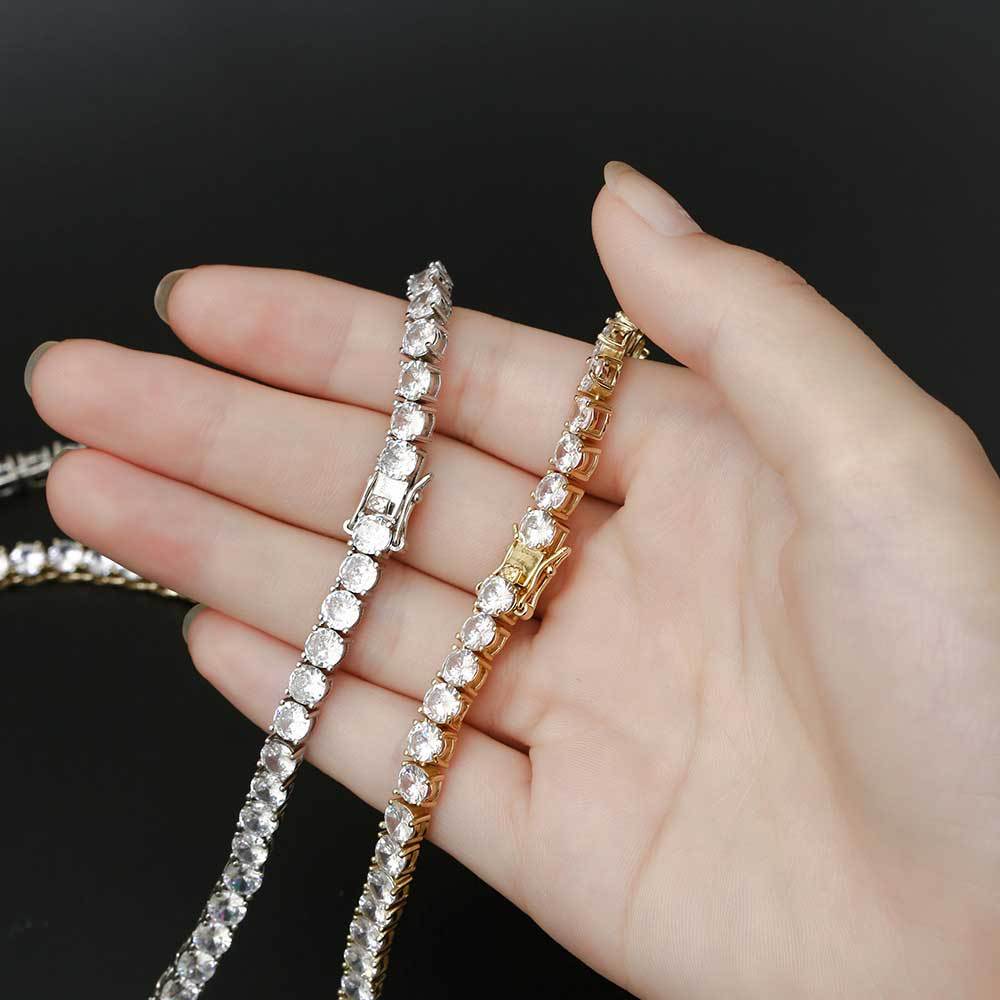 Cross Border Hip Hop Tennis Chain Zircon Necklace Ornament Female Hot Sale Accessories High Sense Men's Necklace Wholesale