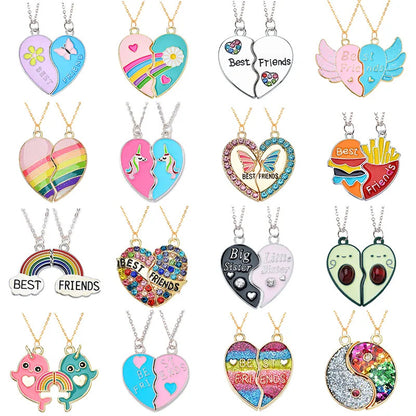 Cross-Border Hot Selling BFF Good Friend Necklace Magnet Suction Love Necklace Butterfly Rainbow Stitching 1 Set Besties Necklace