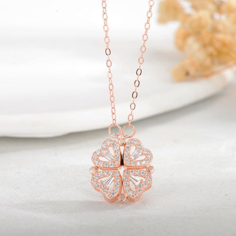 New Sterling Silver S925 Love Clover Necklace Female One Style for Dual-Wear Necklace Fashion Design Sense Factory Direct Sales