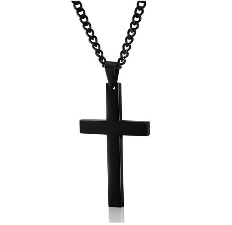 vakkv Men's and Women's Metal Simplicity Cross Necklace Pendant Foreign Trade Ornament Cross-Border E-Commerce  Hot Selling Product Chain All-Matching