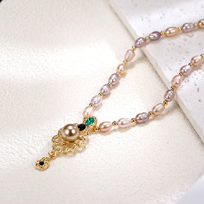 Freshwater Colorful Pearl Necklace Pearl Treasure Fashion Classical Gift Self-Wear All-Match Temperament Clavicle Chain