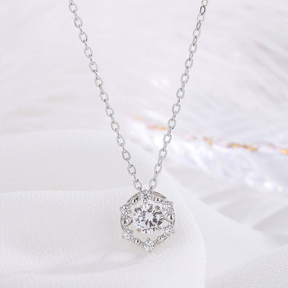 vakkv  New S999 Sterling Silver Six-Pointed Star Smart Necklace Female Pulsatile Heart Pendant Fashion Simple Clavicle Chain Jewelry