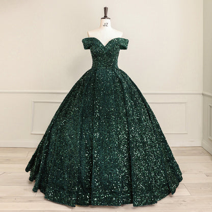 European and American Foreign Trade Bridal Wedding Dress Female  Color Change Sequins Ball Performance Costume off-Shoulder Pettiskirt Adult