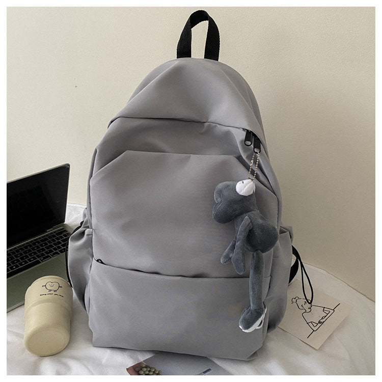 Mori Style Large Capacity Solid Color Backpack Men's Trendy Ins Korean Style All-Matching School Bag Female High School Student Campus Backpack