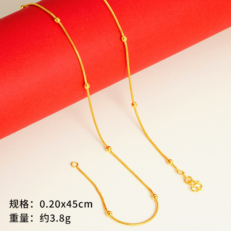 vakkv  Alluvial Gold Necklace Ornament Women's No Color Fading High-Grade Niche Clavicle Chain Yiwu Copper Accessories Imitation Gold Chain