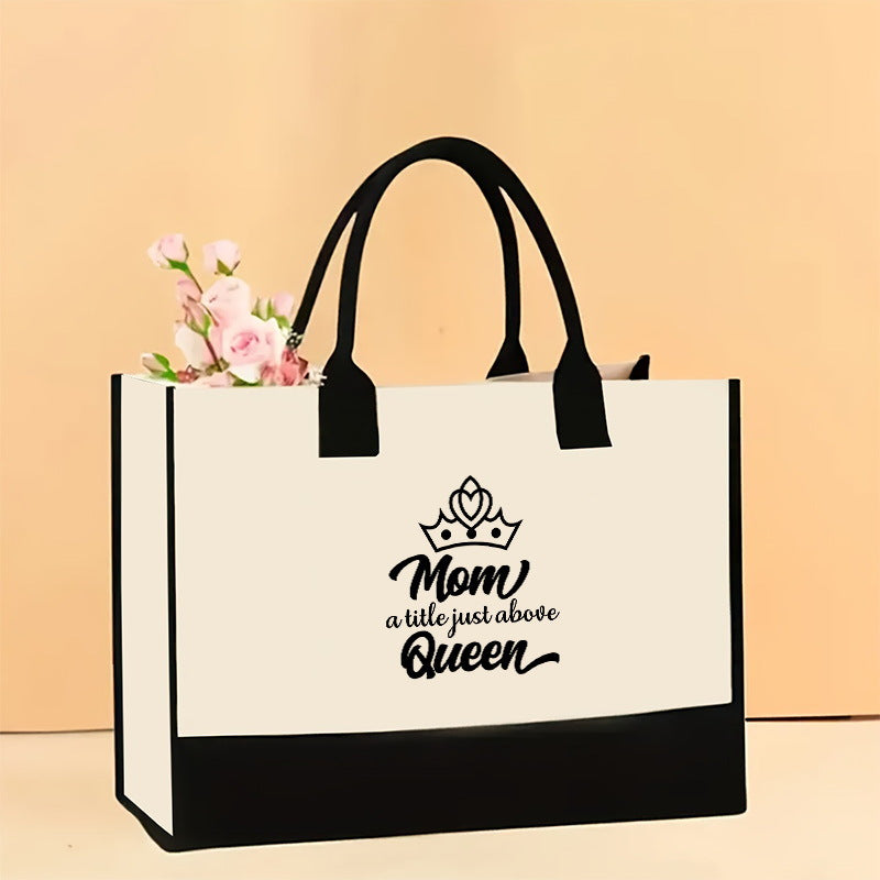 Cross-Border Hot Selling Canvas Shoulder Bag Large Capacity Printed Tote Women's Stylish and Lightweight Portable Gift Shopping Bag