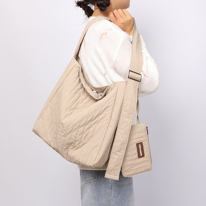 Summer New Cross-Border Bag Pleated Underarm Bag Tote Bag Korean Style Canvas Bag Large Capacity Shoulder Bag for Women