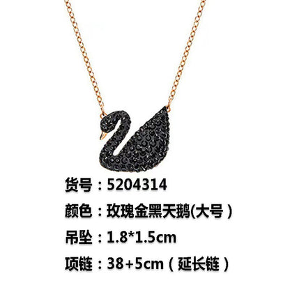 VAKKV Shijia 1:1 High Version Gradient Blue Black Swan Necklace Female Polo Crystal Swan Clavicle Chain Factory Delivery