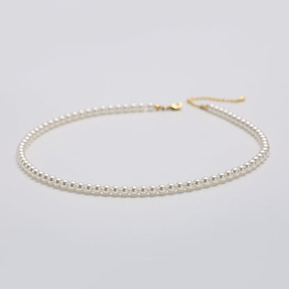 Fever Pearl Necklace Same Style Perfect Circle High-Grade Simple Retro Clavicle Chain Temperament Classic Style Korean Necklace