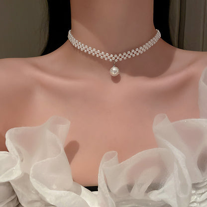 vakkv  Super Fairy Long Pearl Necklace Trendy Temperament Palace Style Special-Interest Design Clavicle Chain Exquisite Gentle Sweater Chain