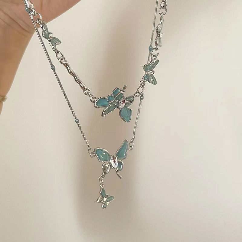 New Cold Style Butterfly Necklace Female Fashion Ins Style Personality All-Match Necklace Niche High-End Clavicle Chain Accessories