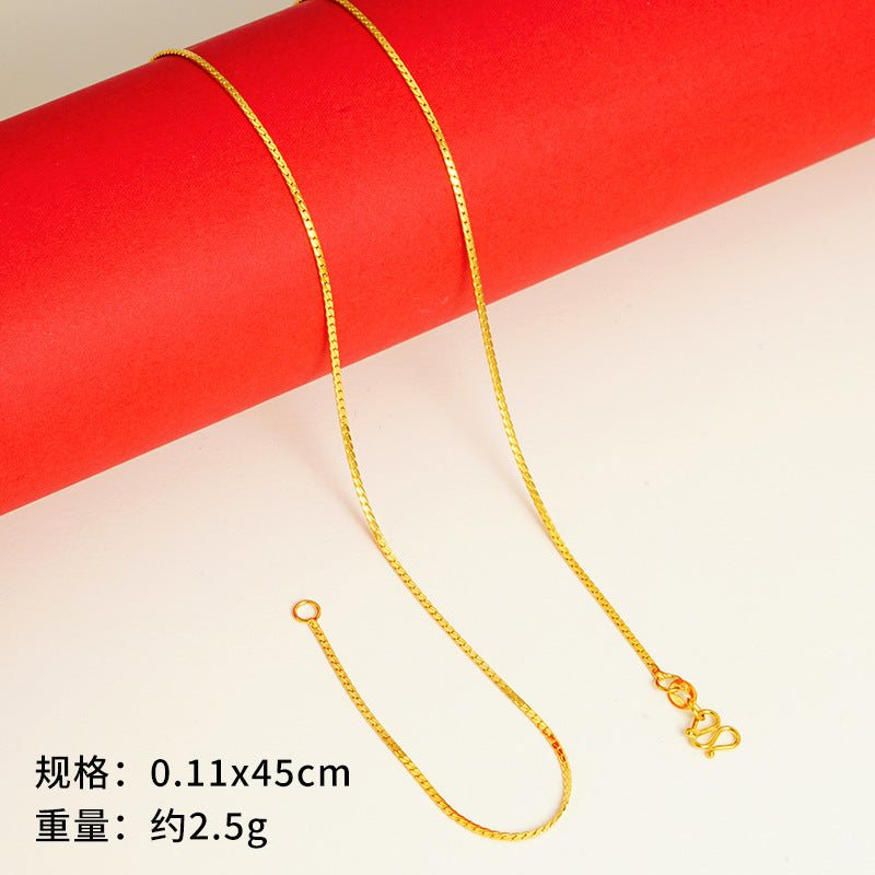 vakkv  Alluvial Gold Necklace Ornament Women's No Color Fading High-Grade Niche Clavicle Chain Yiwu Copper Accessories Imitation Gold Chain