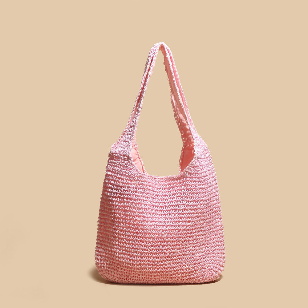 Vegetable Basket South Korea Straw Bag Ins Rattan Weave Bag New Hand-Woven Bag Straw Bag Women's One Shoulder Handbag