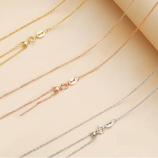 Entire Sterling Silver S 9.25 Million Energy Chain O Word Box Chain Electroplated Platinum 18K Gold Rose Gold Cross Chain Silver Necklace