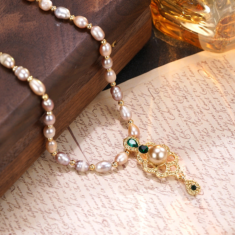 Freshwater Colorful Pearl Necklace Pearl Treasure Fashion Classical Gift Self-Wear All-Match Temperament Clavicle Chain