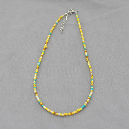 New Korean Style Dopamine Color Small Rice-Shaped Beads Necklace Girly Style Bohemian Beaded Necklace Clavicle Chain Wholesale