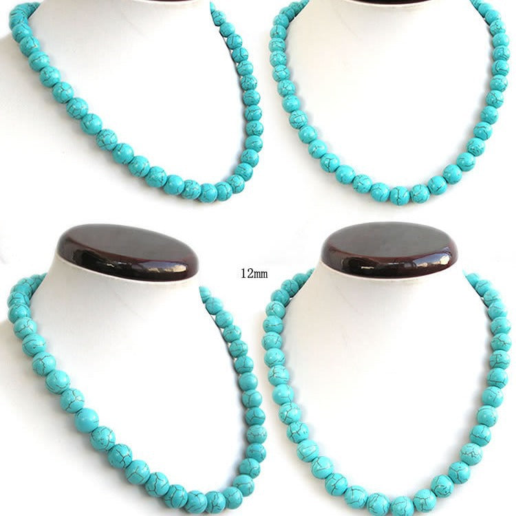 vakkv Turquoise Necklace Female Clavicle Chain Shape Beaded High Sense HOTan and NEWn Special-Interest Design Cross-Border Wholesale Couple Chain