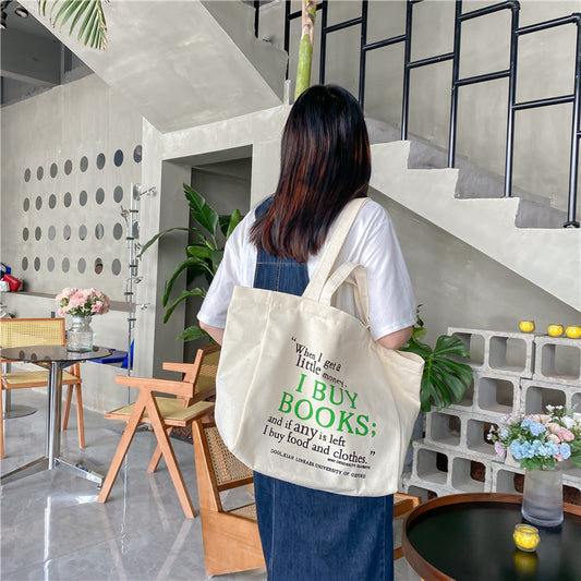 South Korea Idle Style Large Capacity Canvas Bag Women's Men's Shoulder Ins Canvas Bag Handbag All-Matching Harajuku Ulzzang