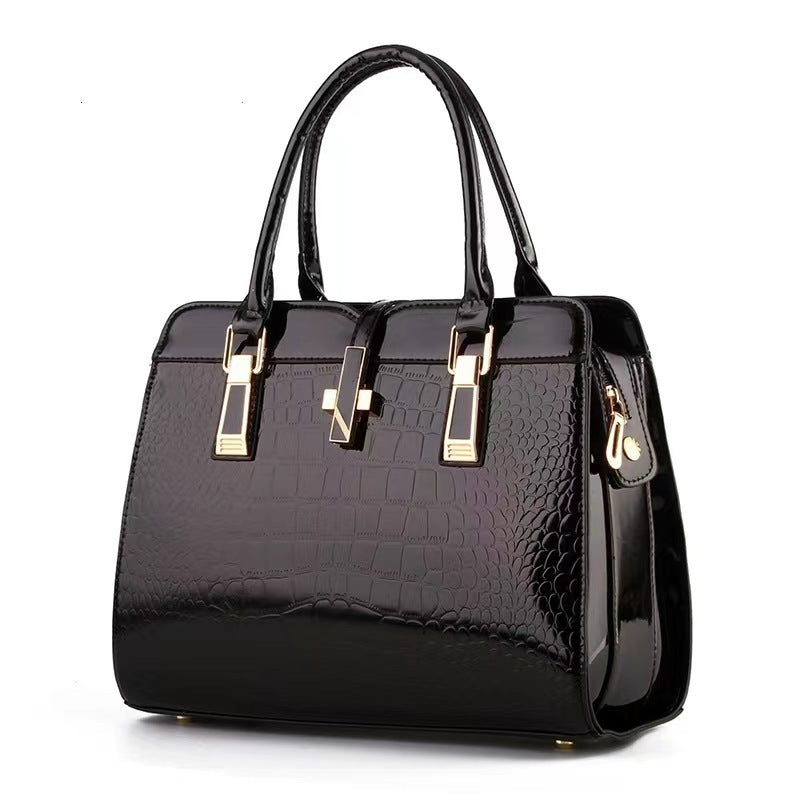 New Bag Stone Pattern Bright Leather Large Capacity Handbags for Women Commuter Shaping Fashion Birkin Bag Bags