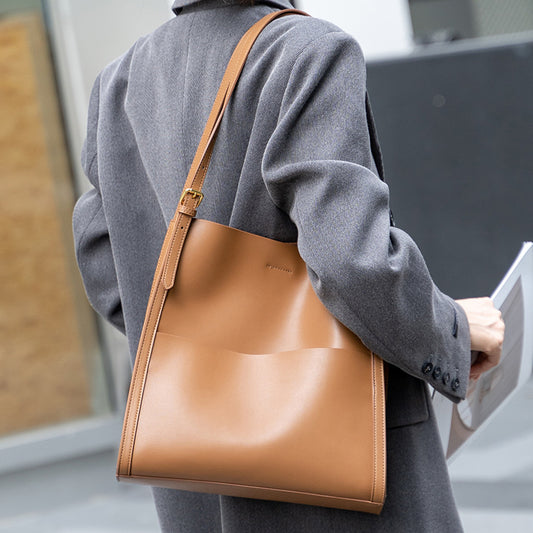 New Cowhide Big Bag Women's Large Capacity Fashion Genuine Leather Women Bag Commuter Tote Shoulder Bag Women's Cross-Border