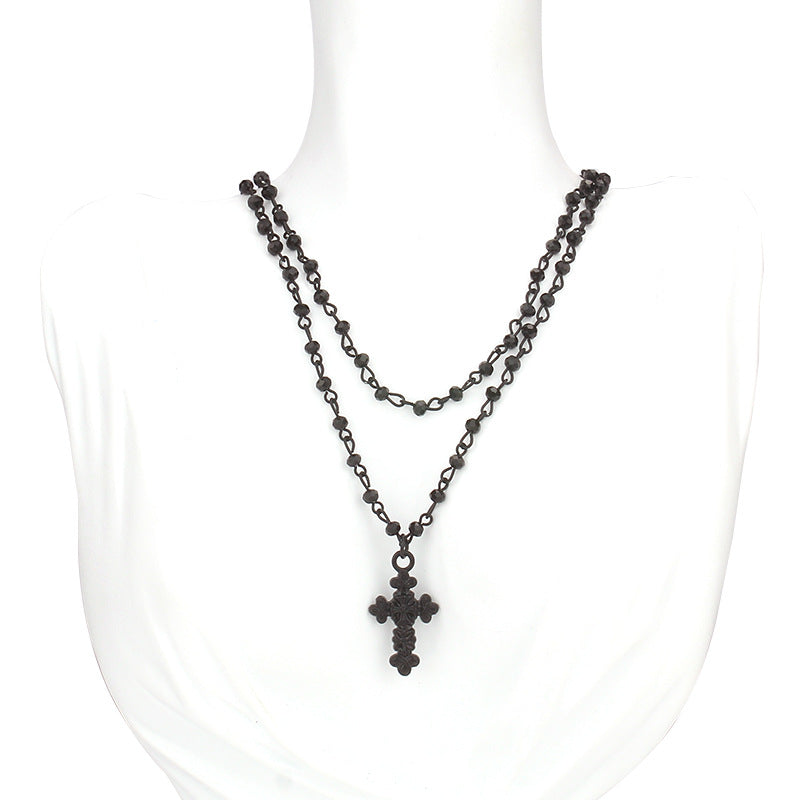 vakkv  HOT and NEW Cross Border Ornament Halloween Dark Personality Trend Cross Necklace Fashion Simple Metal Chain