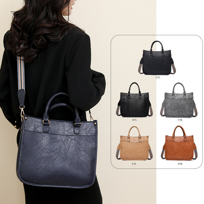 Cross-Border Bags Women's  New Casual Retro Handbag Women's Briefcase Foreign Trade Shoulder Messenger Bag