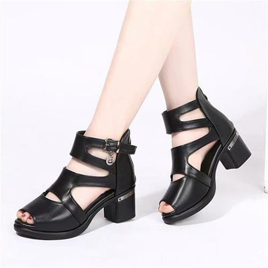 Foreign Trade plus Size  Summer New Platform Casual Fashion High Heel Chunky Heel Roman Sandals Women's Peep Toe Sandals