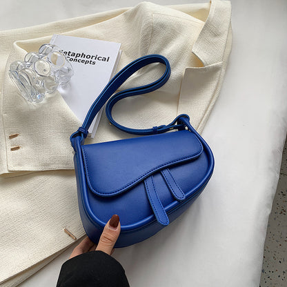 Cross-Border Solid Color Large Capacity New Women's Bag Texture Fresh Saddle Bag All-Match Underarm Bag Crossbody Shoulder Tote Bag