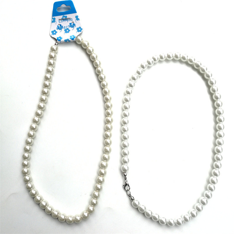 VAKKV Imitation Pearl Necklace Wholesale Artificial Simulated Pearl Necklace Two Yuan Store Supply Korean Jewelry Wholesale