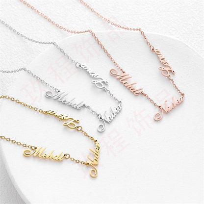 vakkv  [One Piece Customized] Stainless Steel English Letter Combination Pendant 18K Gold Plating Family Multi-Name Combination Necklace