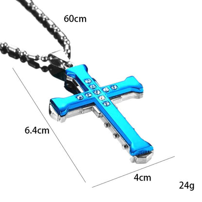 VAKKV Dark Knight Same Style Men's Diamond Cross Pendant Silver Gold Black Domineering Pendant Necklace Wholesale