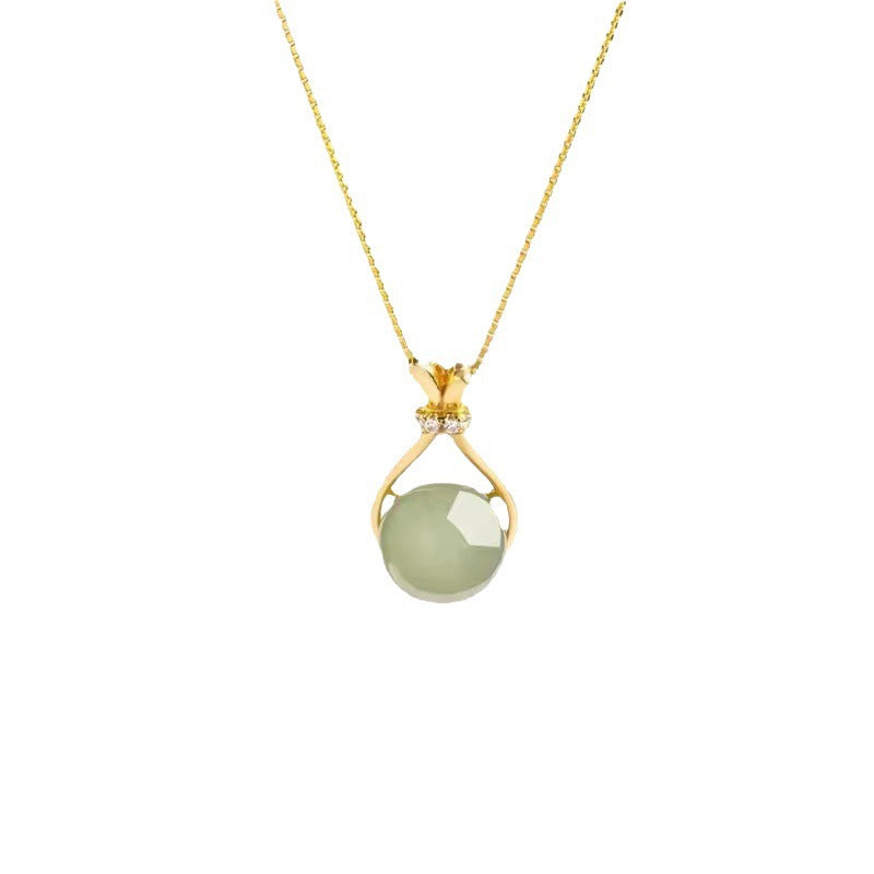 vakkv Popular Hetian Jade Lucky Bag Necklace Women's Light Luxury High-Grade Retro Fashion Short Necklace Tik Tok Live Stream Supply